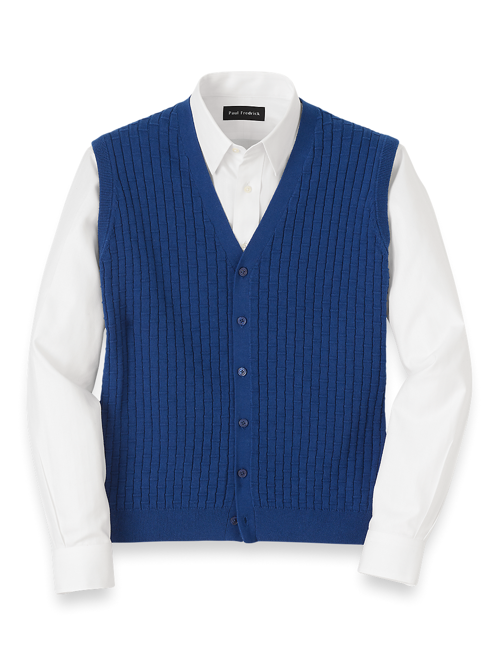 Product Image of Cotton Button Front Cardigan Vest-Blue