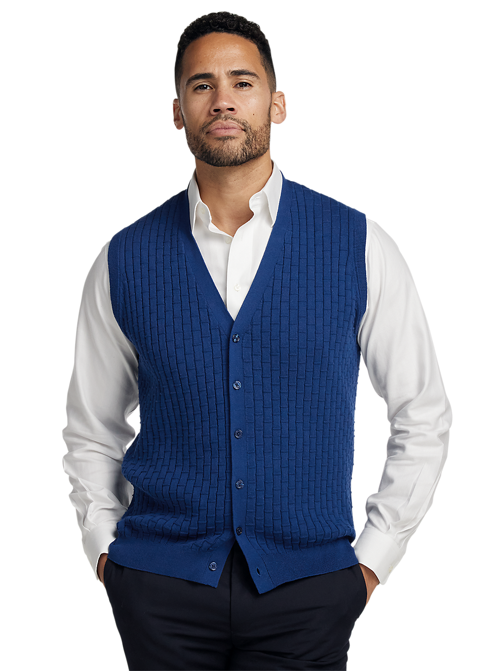 Alternate Image of Cotton Button Front Cardigan Vest-1