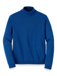 Supima Cotton Mock Neck Sweater - Blue