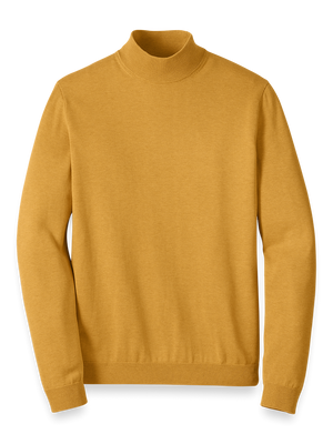 Supima Cotton Mock Neck Sweater - Mustard