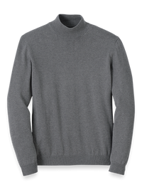 Supima Cotton Mock Neck Sweater - Medium Grey