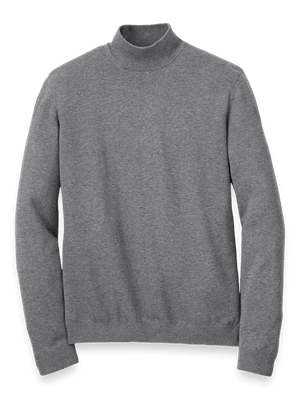 Supima Cotton Mock Neck Sweater - Medium Grey