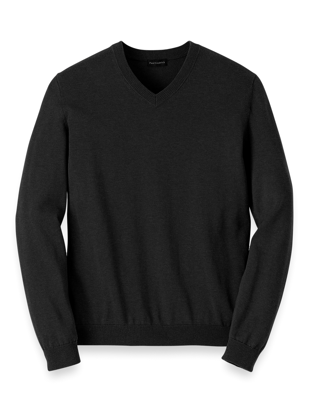 Product Image of Supima Cotton V-neck Sweater-Black