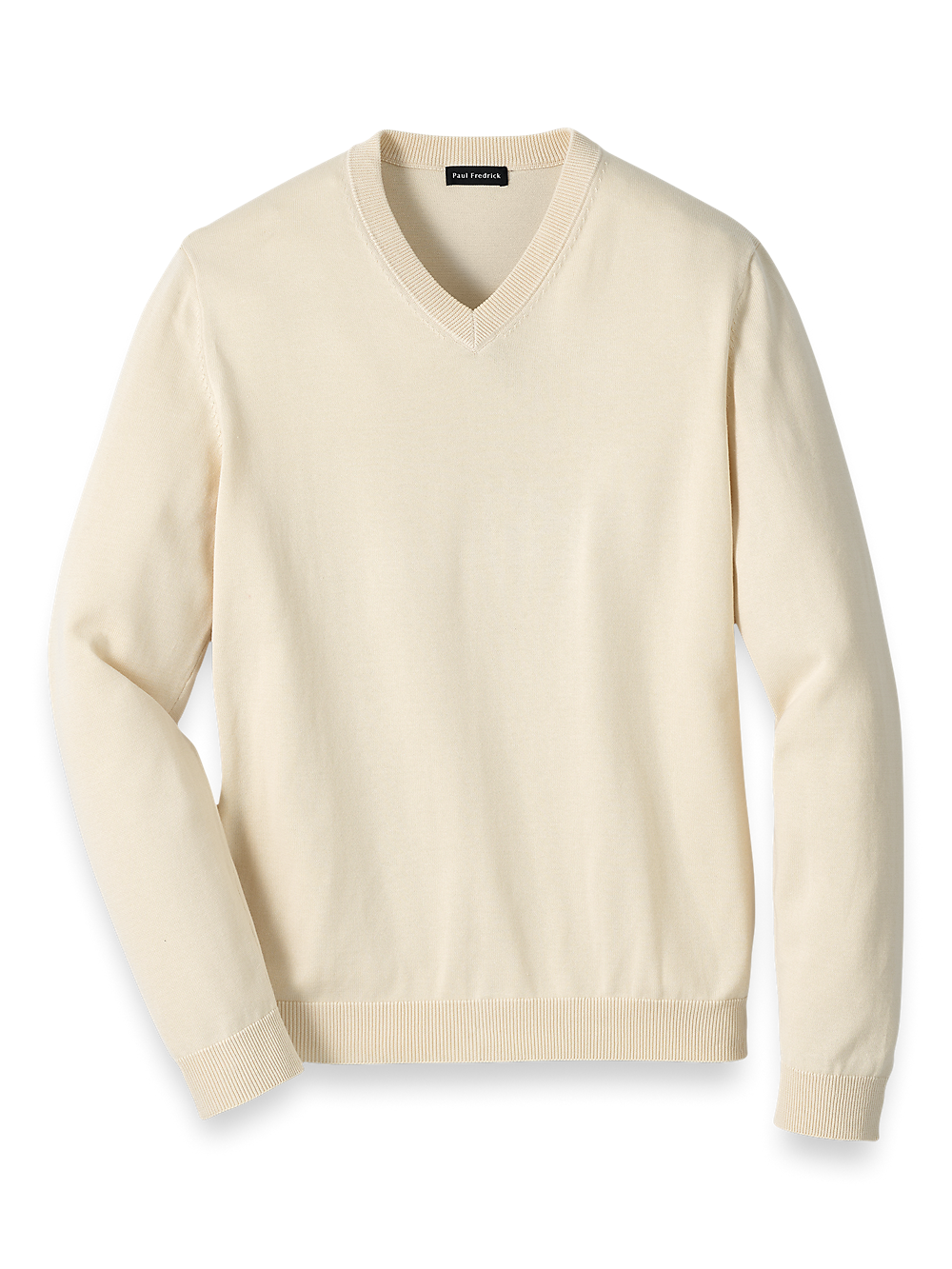 Product Image of Supima Cotton V-neck Sweater-Ivory