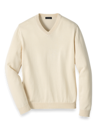 Supima Cotton V-neck Sweater - Ivory