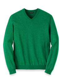 Supima Cotton V-neck Sweater - Green