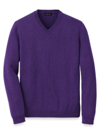 Supima Cotton V-neck Sweater - Purple