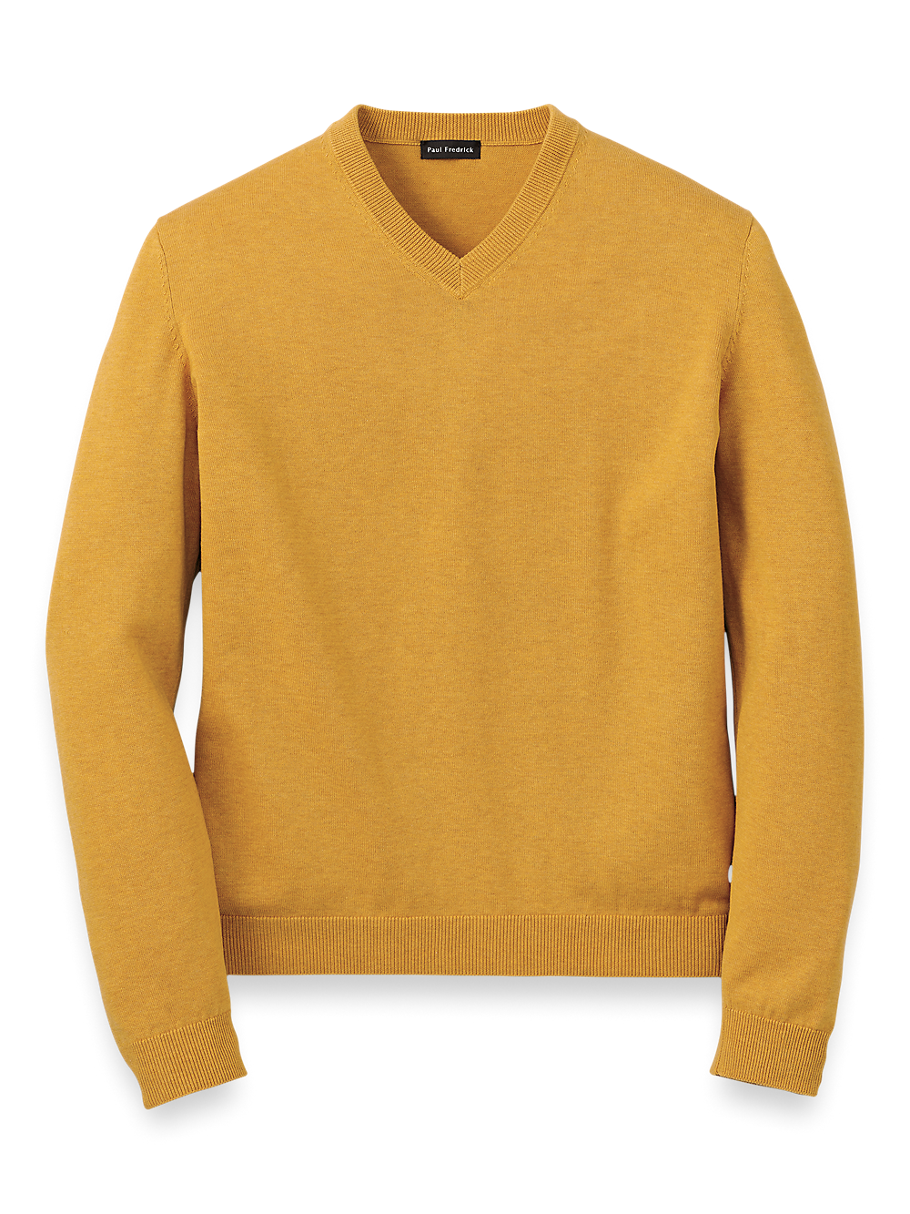 Product Image of Supima Cotton V-neck Sweater-Mustard