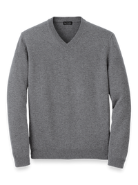 Supima Cotton V-neck Sweater - Medium Grey