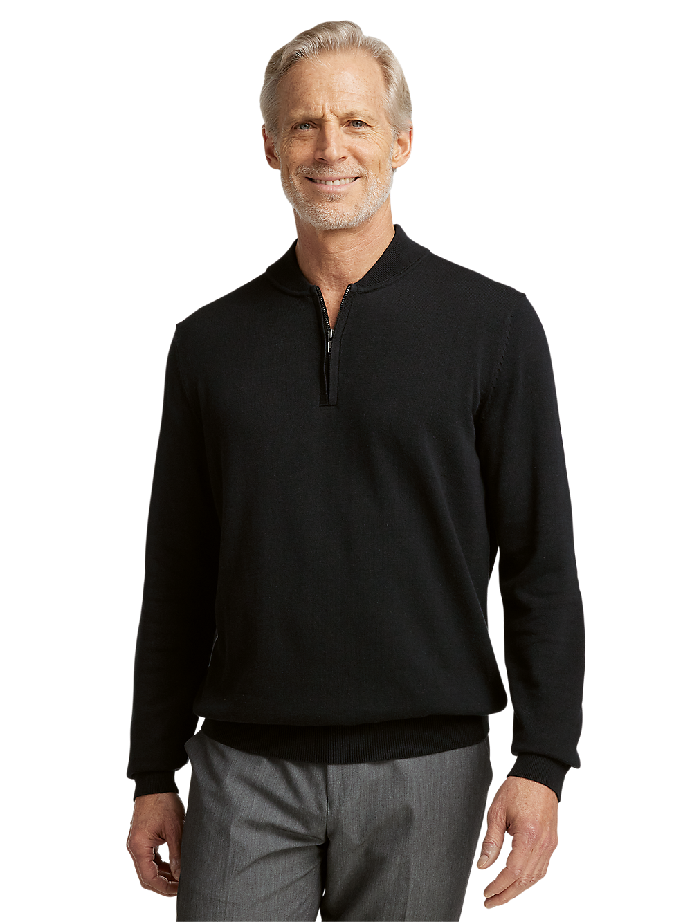 Alternate Image of Cotton Quarter Zip Mock Neck Sweater-1