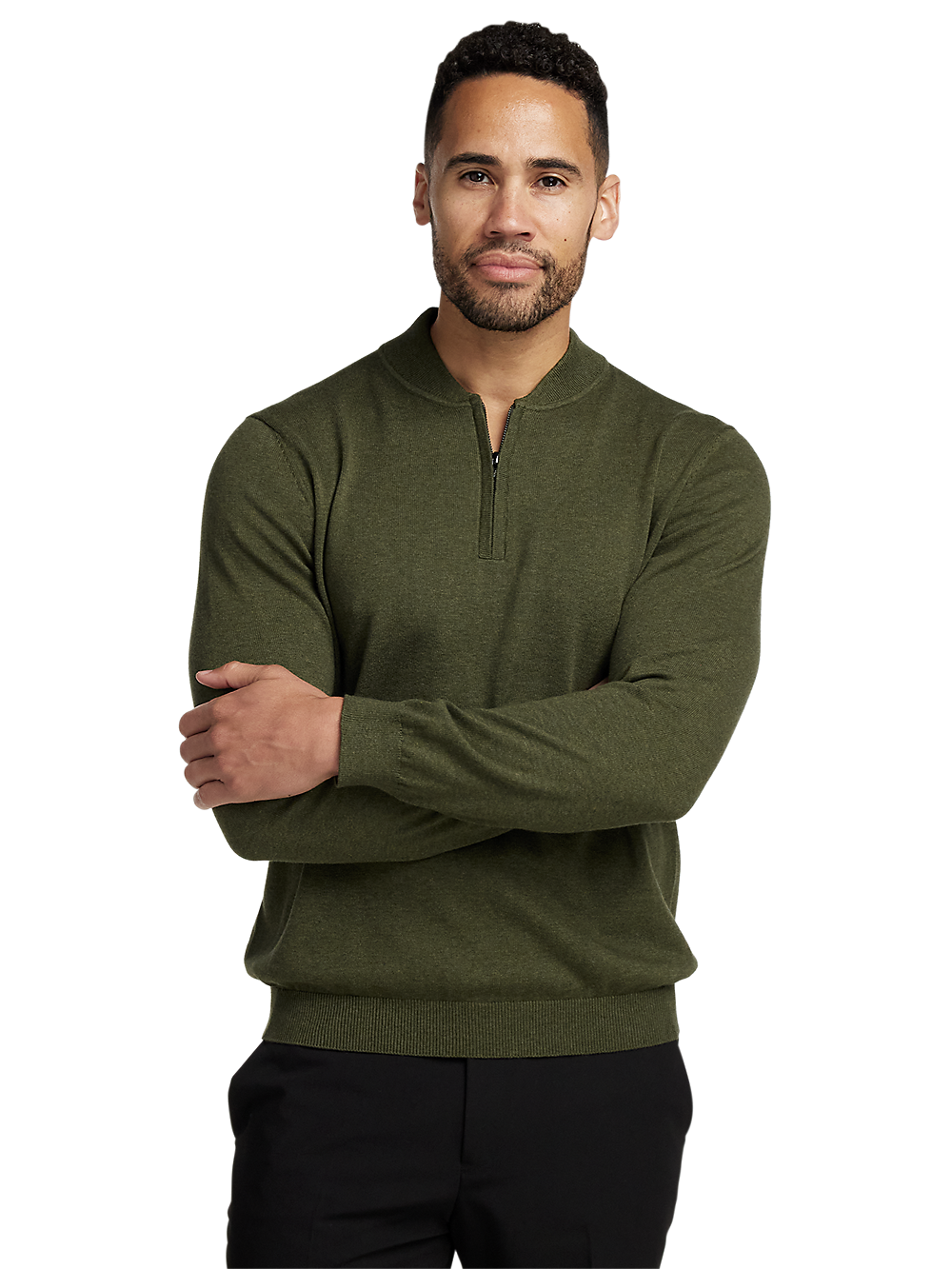 Alternate Image of Cotton Quarter Zip Mock Neck Sweater-1