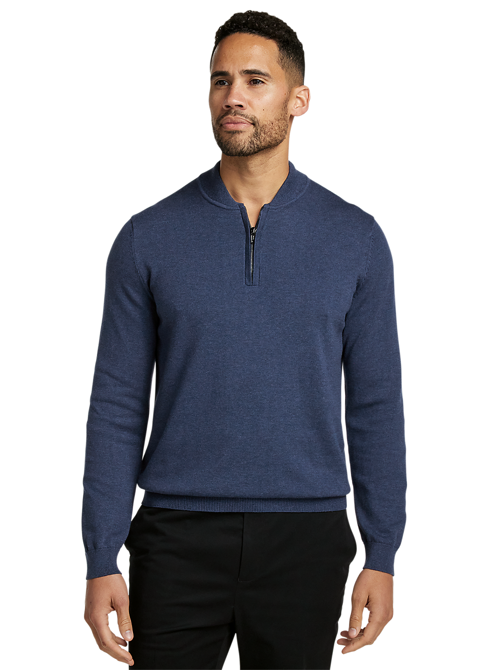 Alternate Image of Cotton Quarter Zip Mock Neck Sweater-1