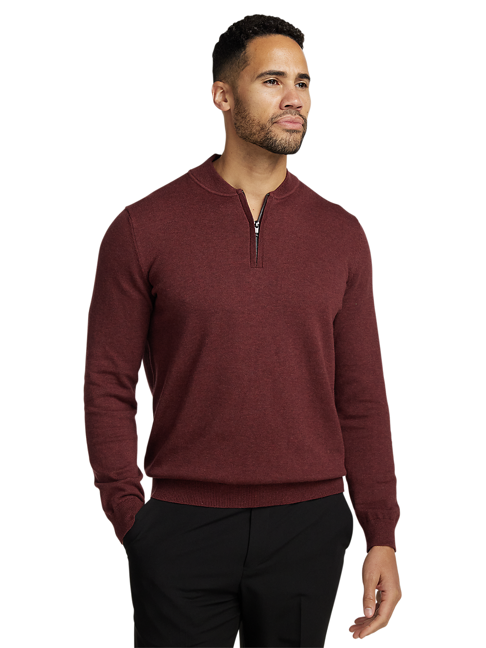 Alternate Image of Cotton Quarter Zip Mock Neck Sweater-1