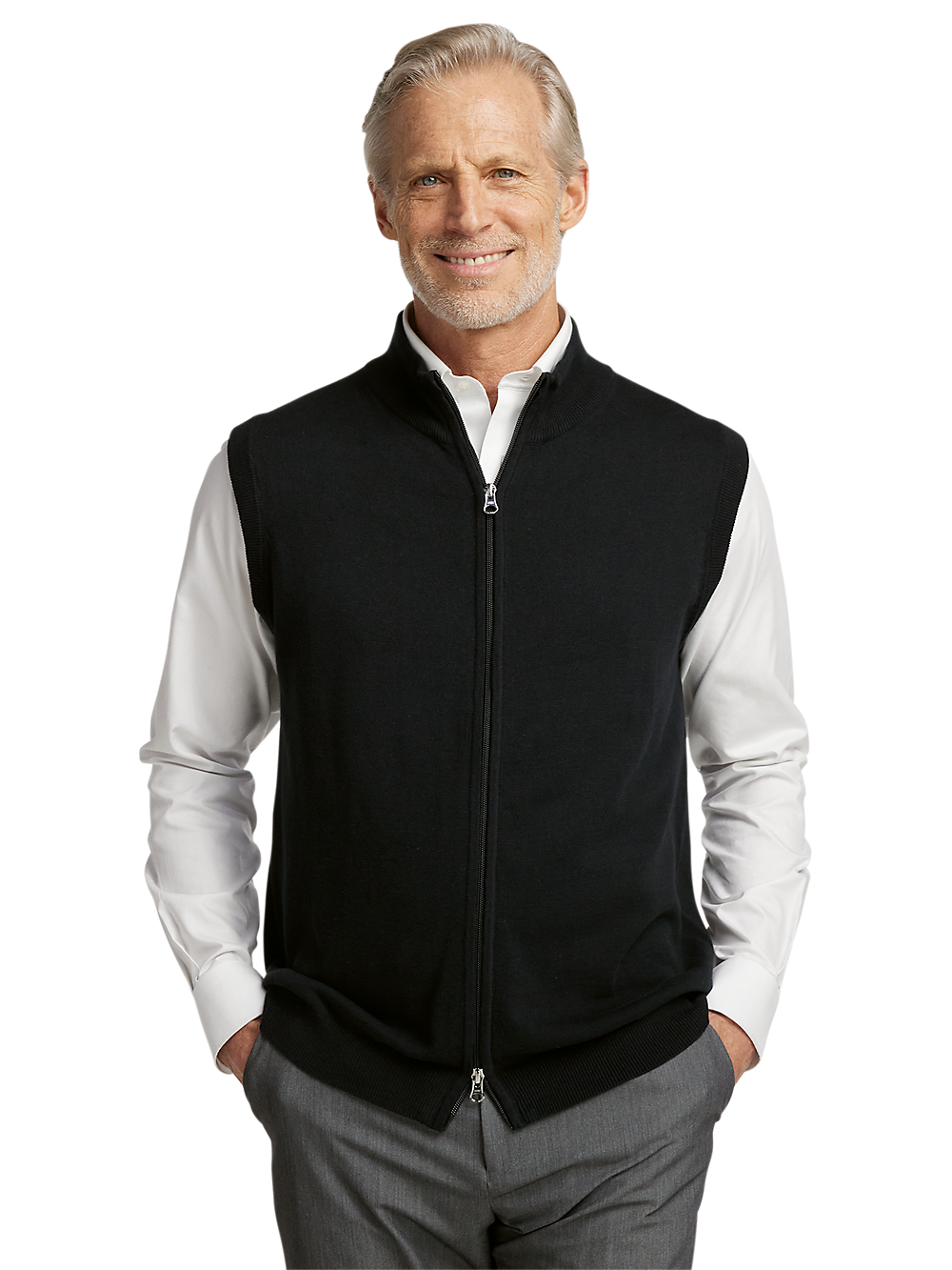 Alternate Image of Cotton Full Zip Mock Neck Vest-1