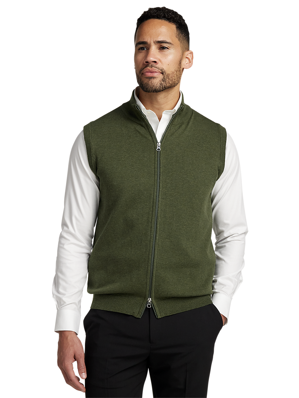 Alternate Image of Cotton Full Zip Mock Neck Vest-1