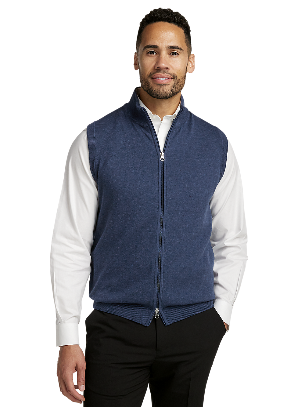 Alternate Image of Cotton Full Zip Mock Neck Vest-1