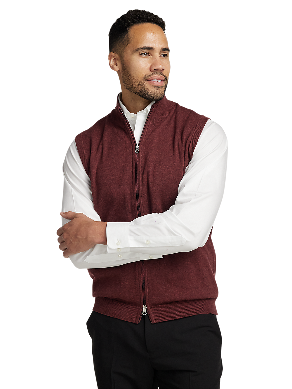 Alternate Image of Cotton Full Zip Mock Neck Vest-1