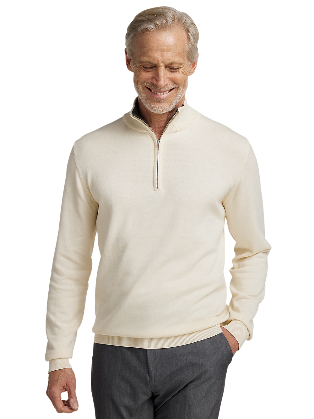 Alternate Image of Supima Cotton Quarter Zip Mock Neck Sweater-1