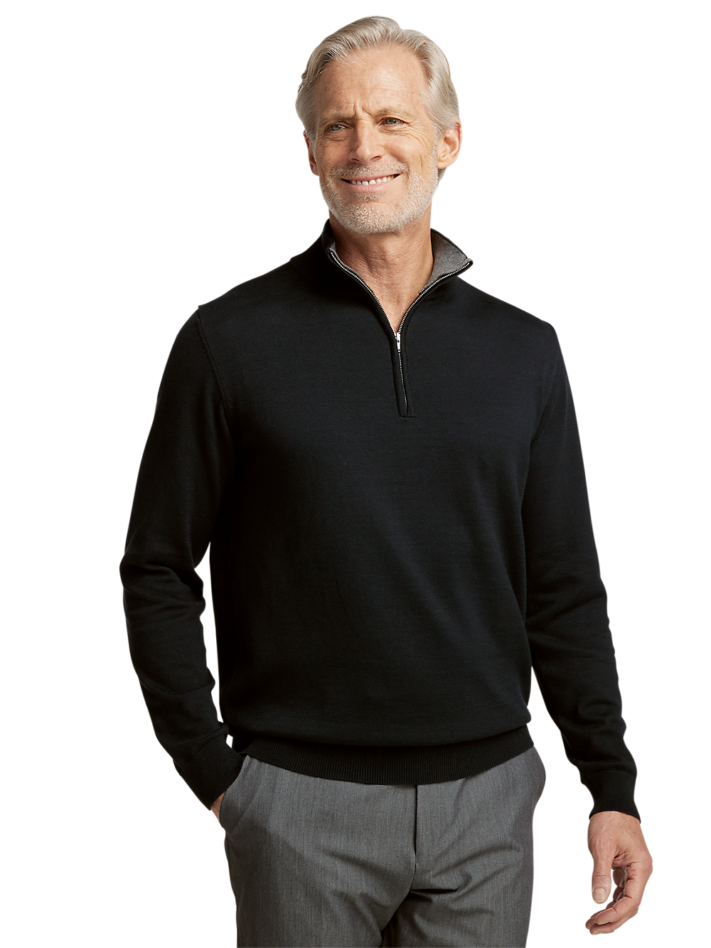 Alternate Image of Supima Cotton Quarter Zip Mock Neck Sweater-1