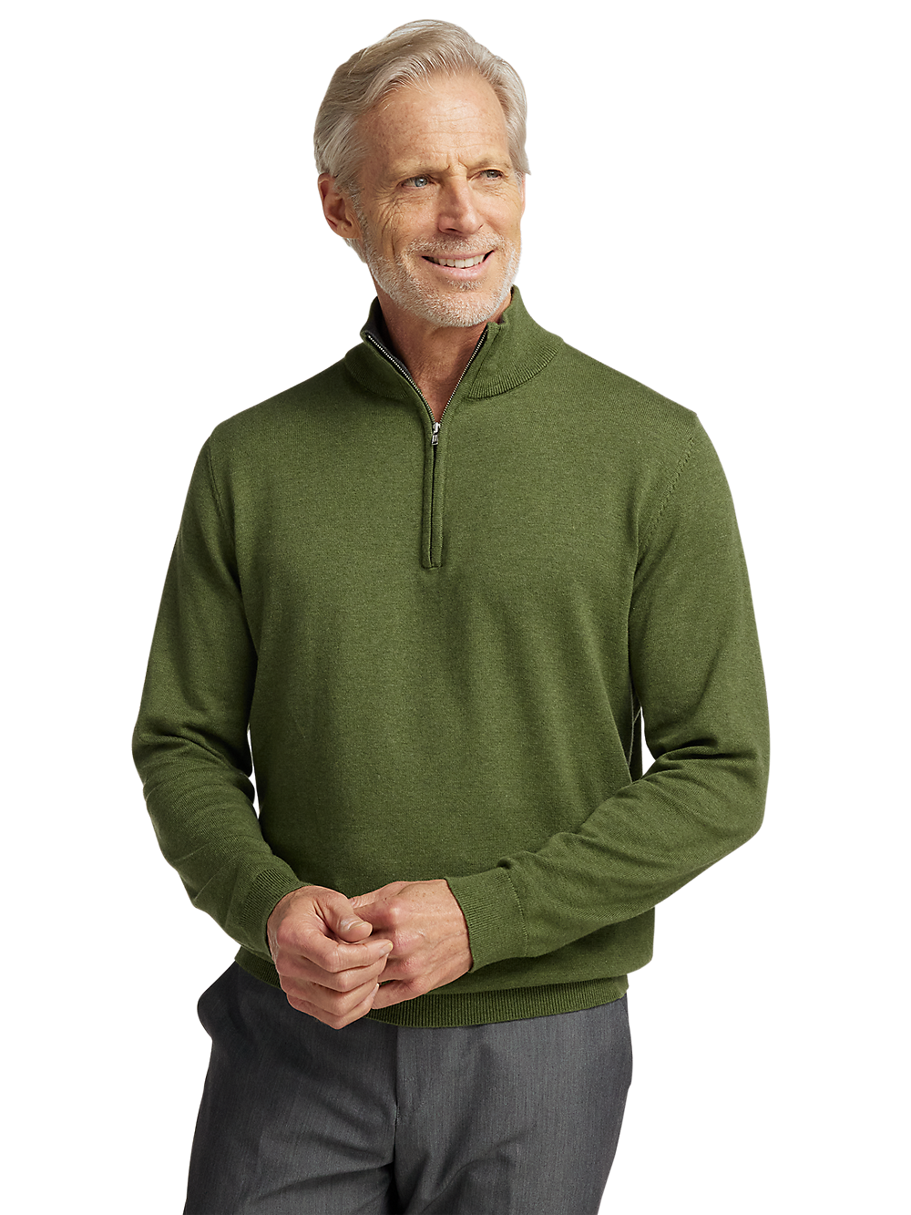 Alternate Image of Supima Cotton Quarter Zip Mock Neck Sweater-1