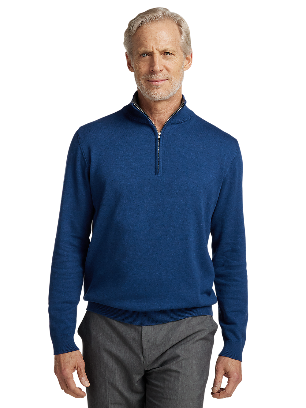 Alternate Image of Supima Cotton Quarter Zip Mock Neck Sweater-1