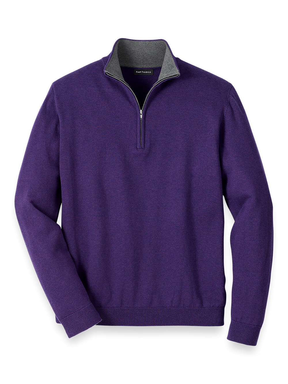 Product Image of Supima Cotton Quarter Zip Mock Neck Sweater-Plum