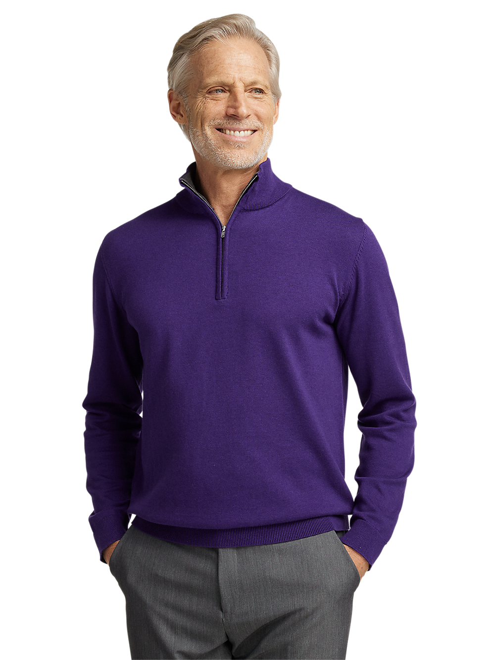 Alternate Image of Supima Cotton Quarter Zip Mock Neck Sweater-1