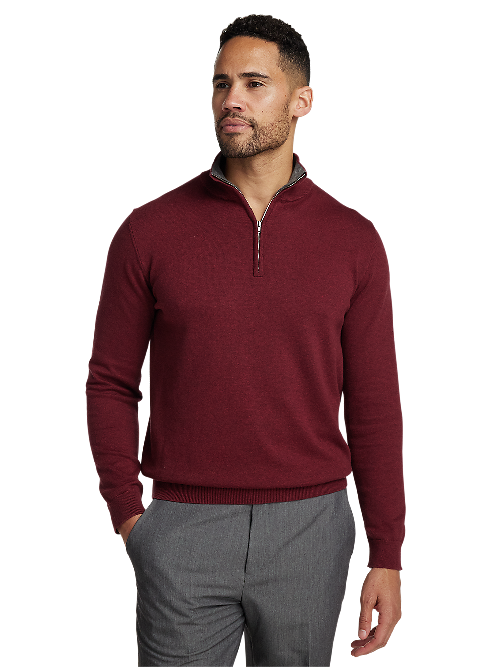 Alternate Image of Supima Cotton Quarter Zip Mock Neck Sweater-1