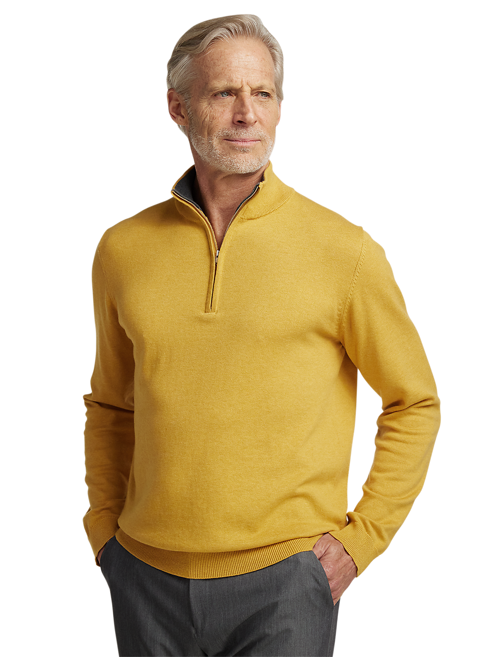 Alternate Image of Supima Cotton Quarter Zip Mock Neck Sweater-1