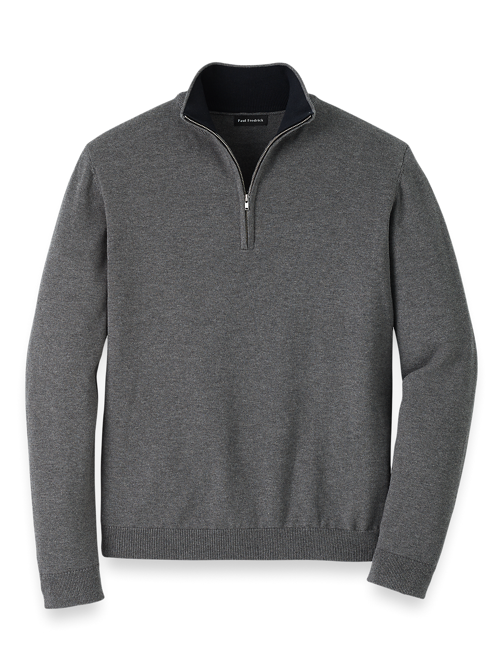 Product Image of Supima Cotton Quarter Zip Mock Neck Sweater-Medium Grey