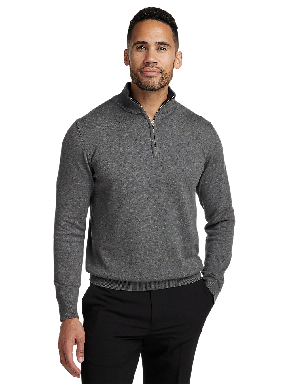 Alternate Image of Supima Cotton Quarter Zip Mock Neck Sweater-1