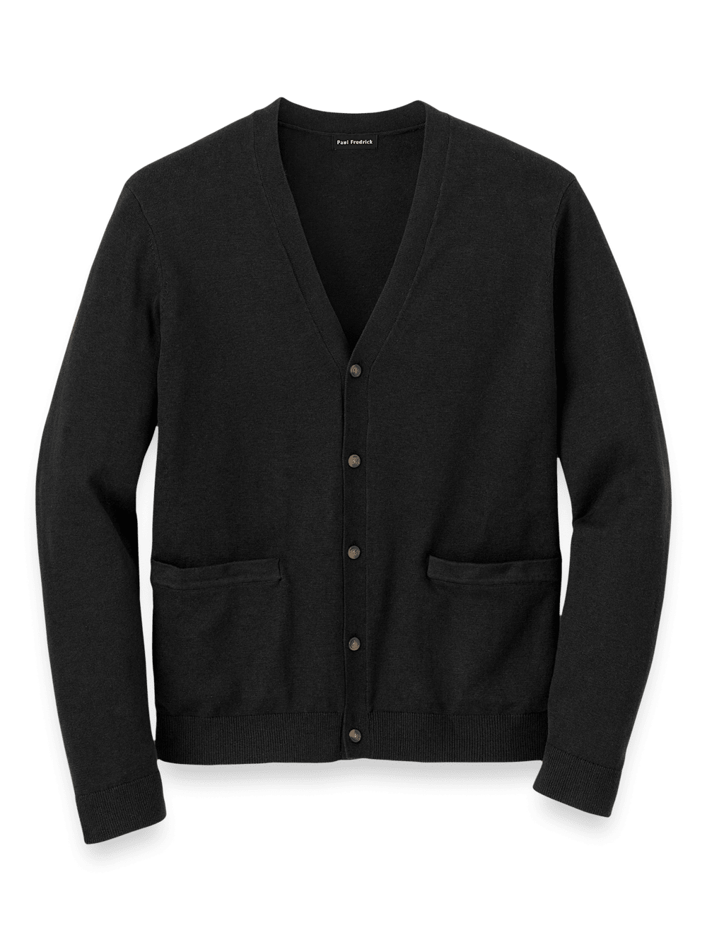 Product Image of Supima Cotton Button Front Cardigan-Black