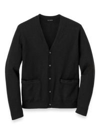 Supima Cotton Button Front Cardigan - Black