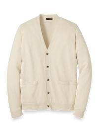 Supima Cotton Button Front Cardigan - Ivory