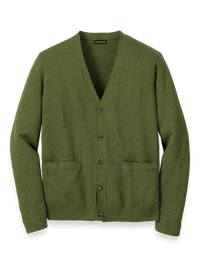 Supima Cotton Button Front Cardigan - Olive