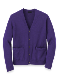 Supima Cotton Button Front Cardigan - Plum