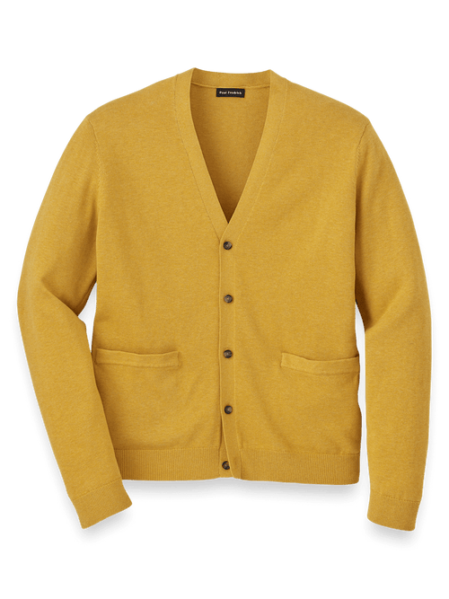 Supima Cotton Button Front Cardigan - Mustard - Small