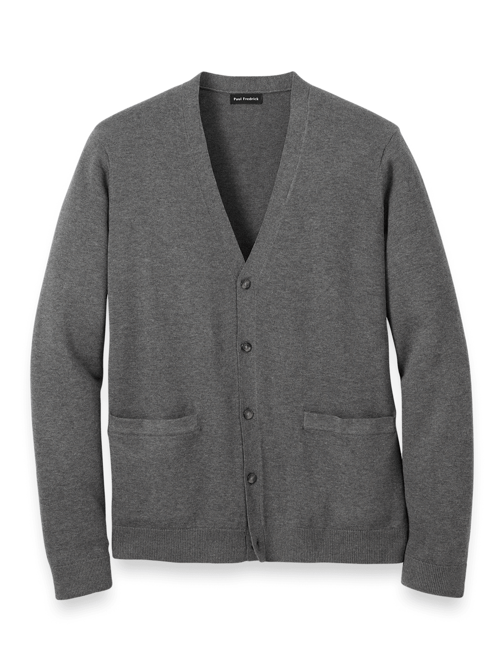 Product Image of Supima Cotton Button Front Cardigan-Medium Grey