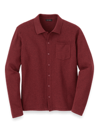 Supima Cotton Button Front Polo - Burgundy