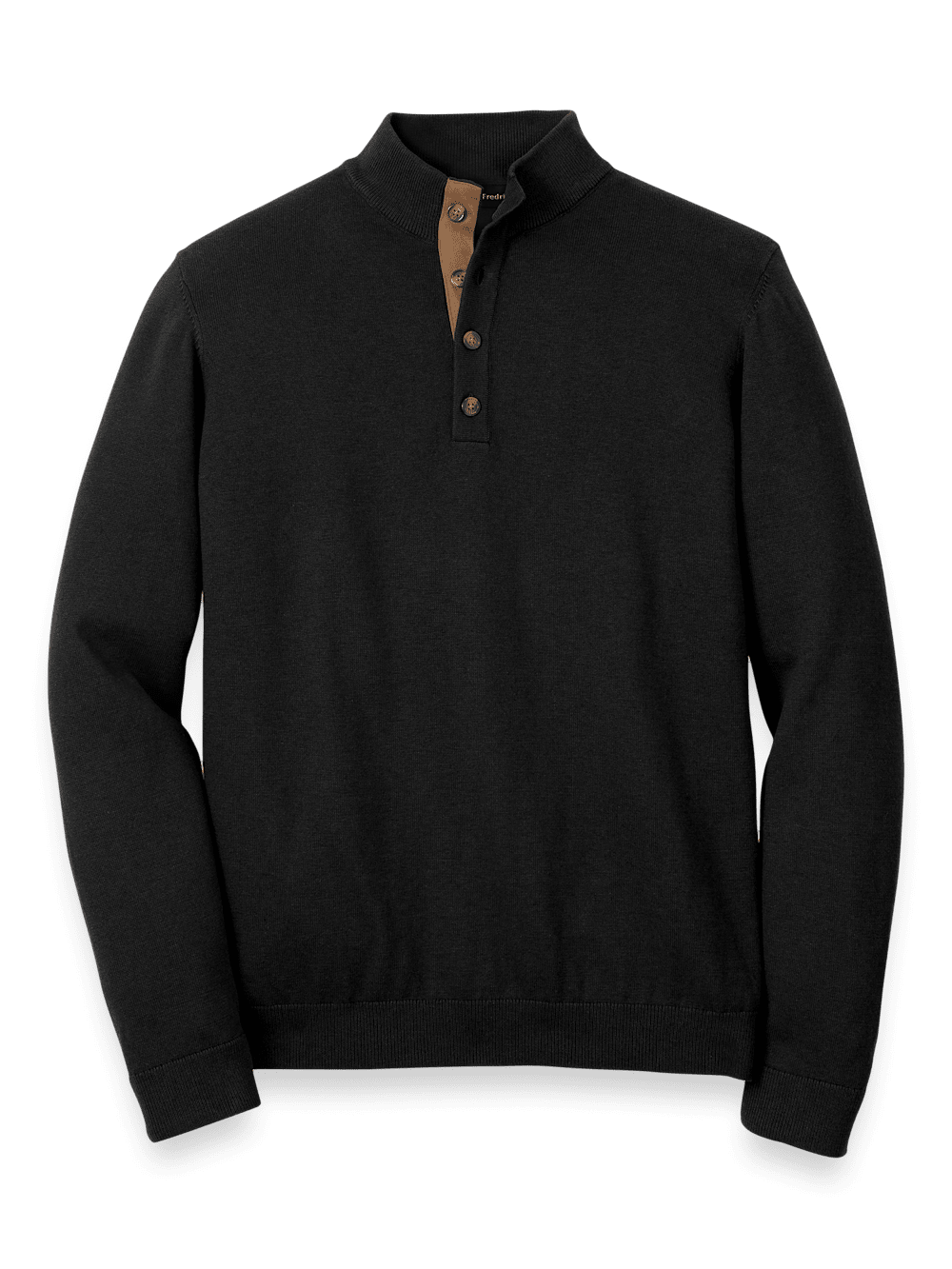 Product Image of Supima Cotton Four Button Mock Neck Sweater-Black