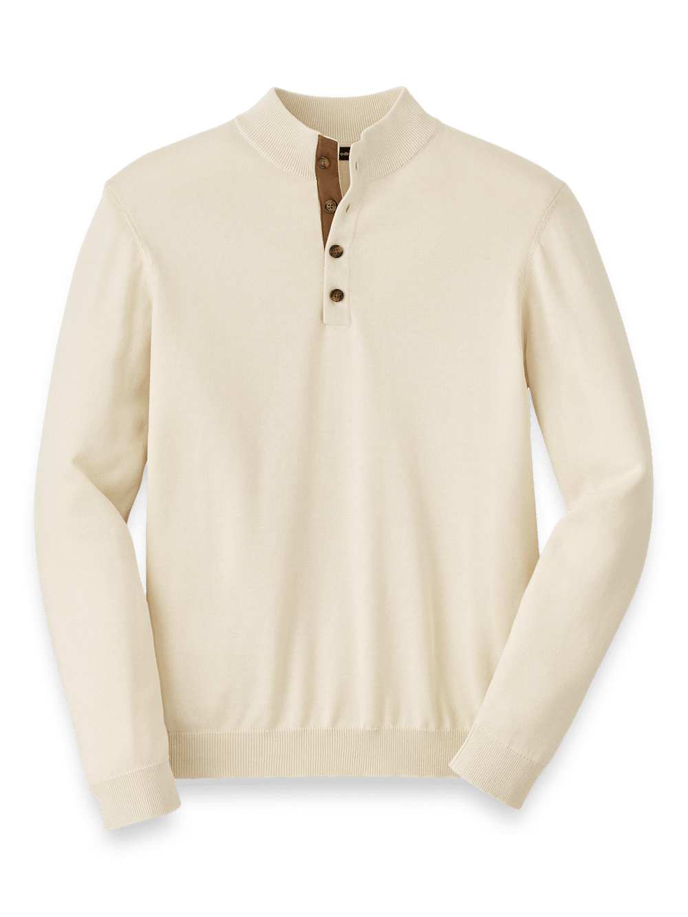 Product Image of Supima Cotton Four Button Mock Neck Sweater-Ivory