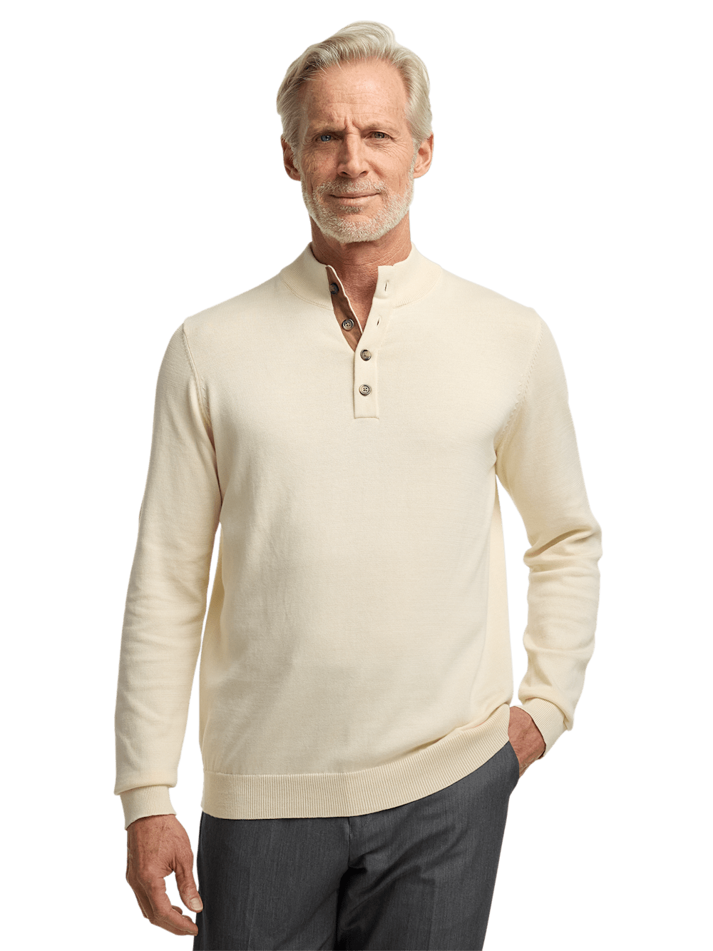 Alternate Image of Supima Cotton Four Button Mock Neck Sweater-1