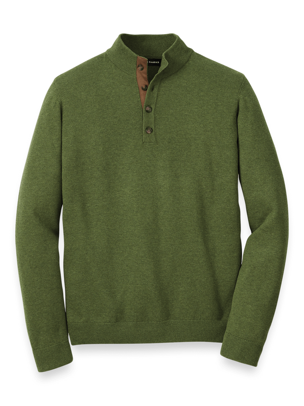 Product Image of Supima Cotton Four Button Mock Neck Sweater-Olive