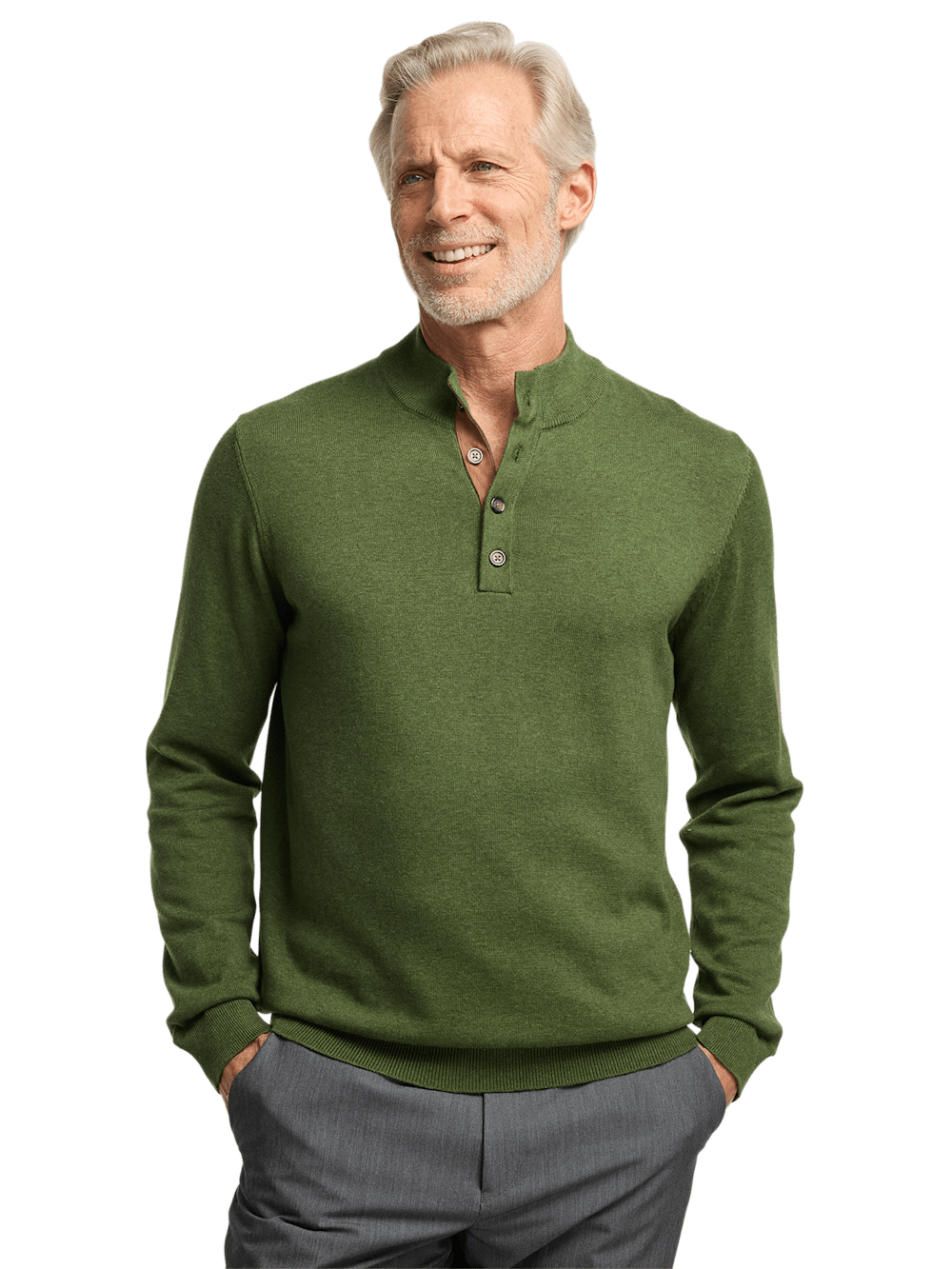 Alternate Image of Supima Cotton Four Button Mock Neck Sweater-1