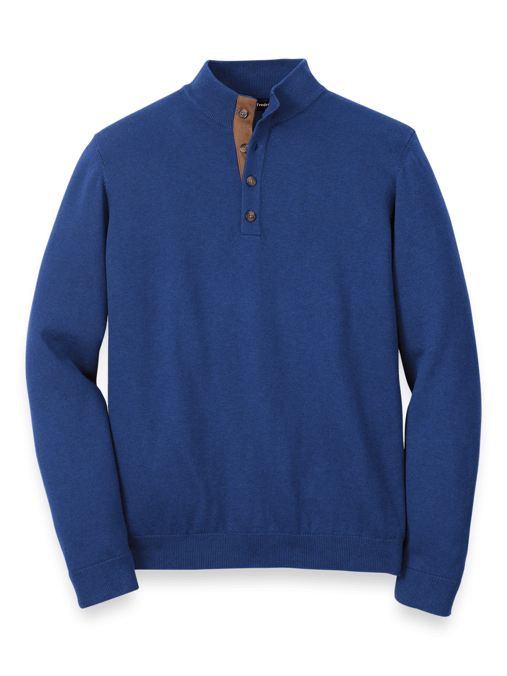 Product Image of Supima Cotton Four Button Mock Neck Sweater-Dark Blue