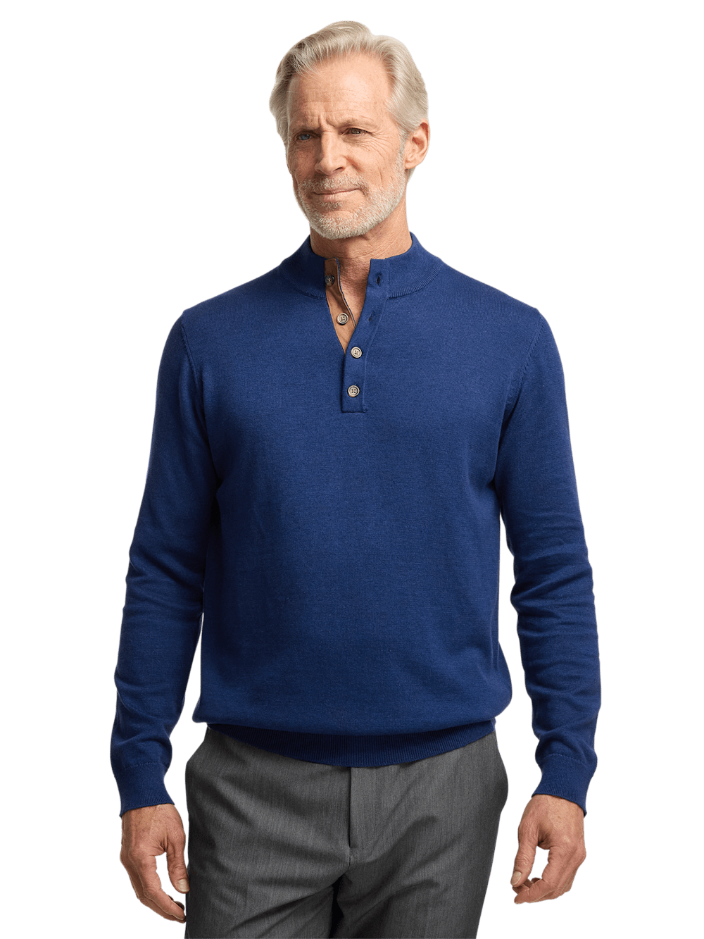 Alternate Image of Supima Cotton Four Button Mock Neck Sweater-1