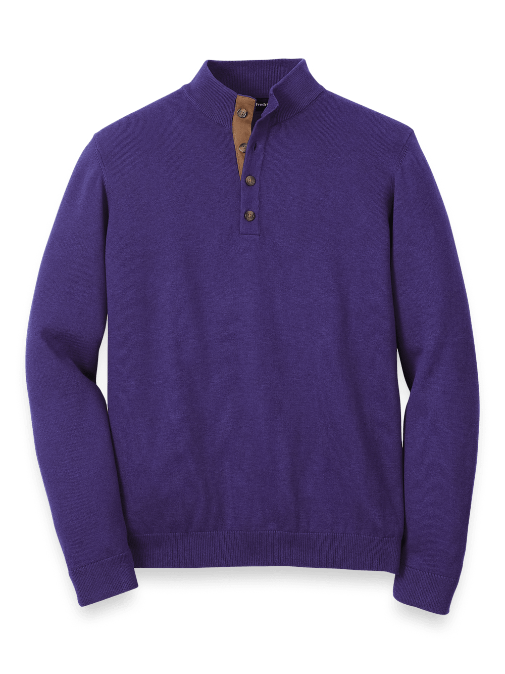 Product Image of Supima Cotton Four Button Mock Neck Sweater-Plum