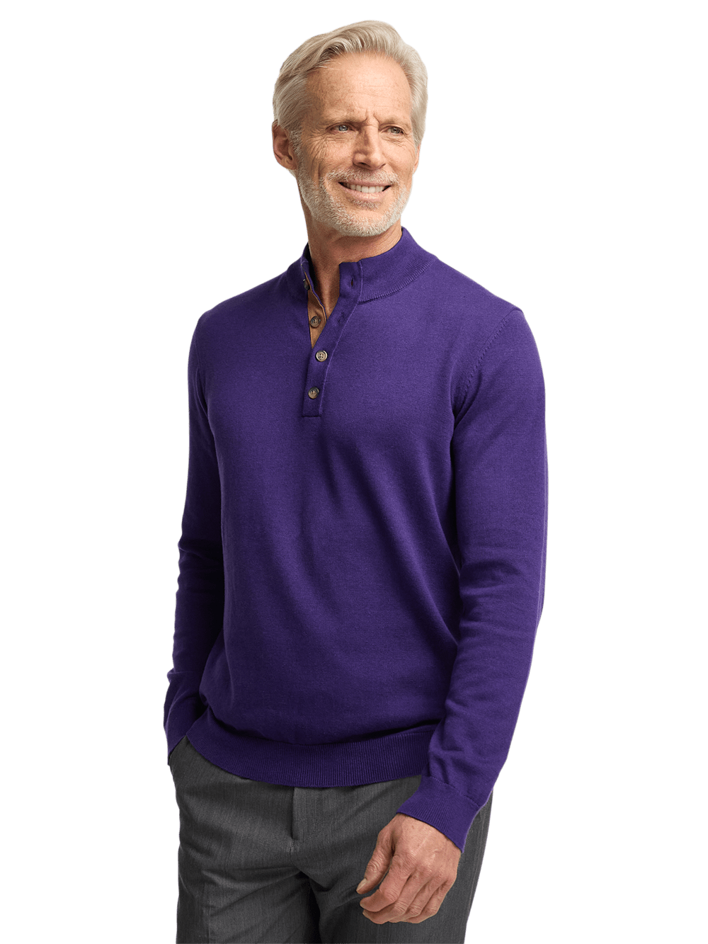 Alternate Image of Supima Cotton Four Button Mock Neck Sweater-1