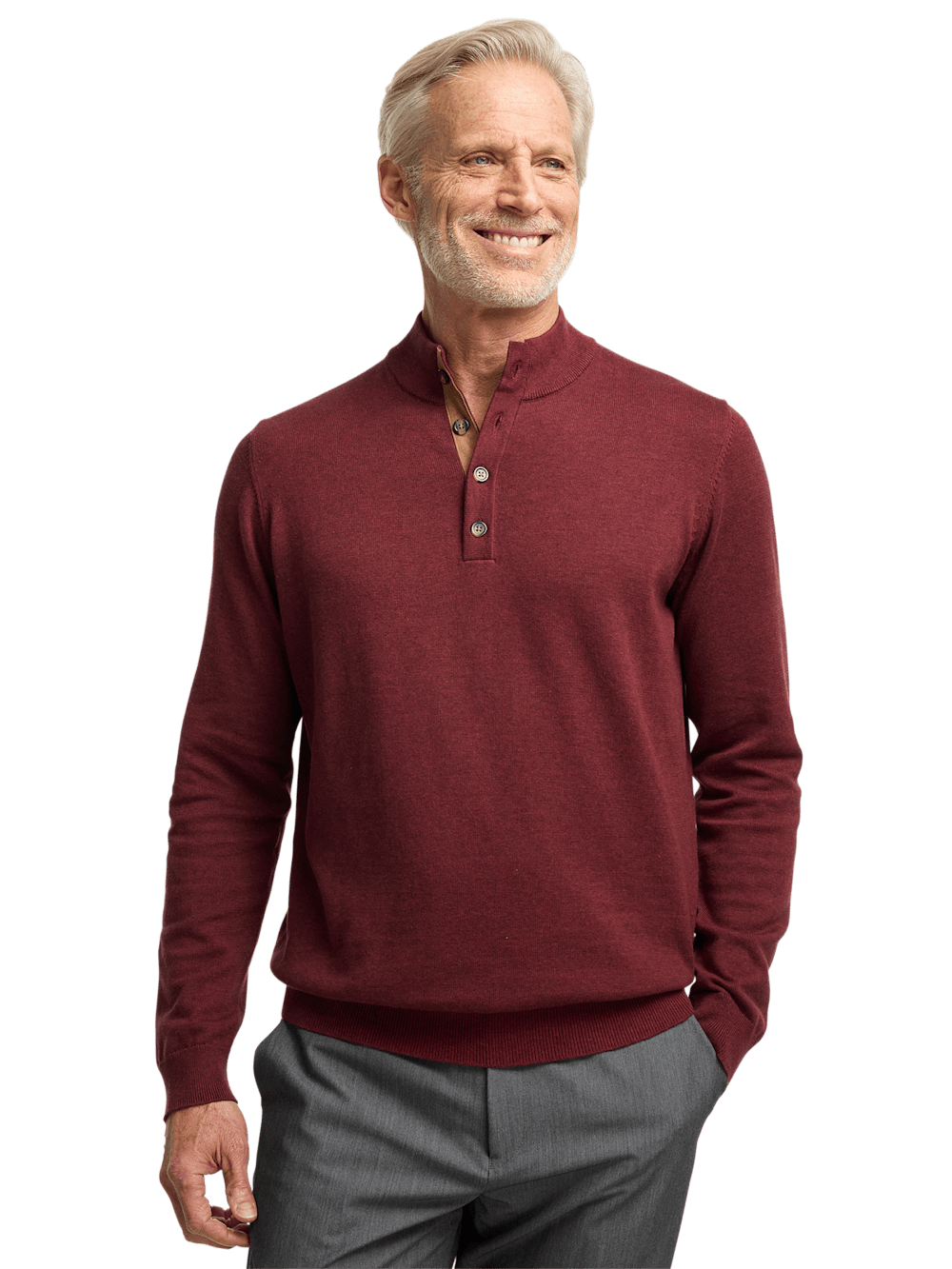 Alternate Image of Supima Cotton Four Button Mock Neck Sweater-1