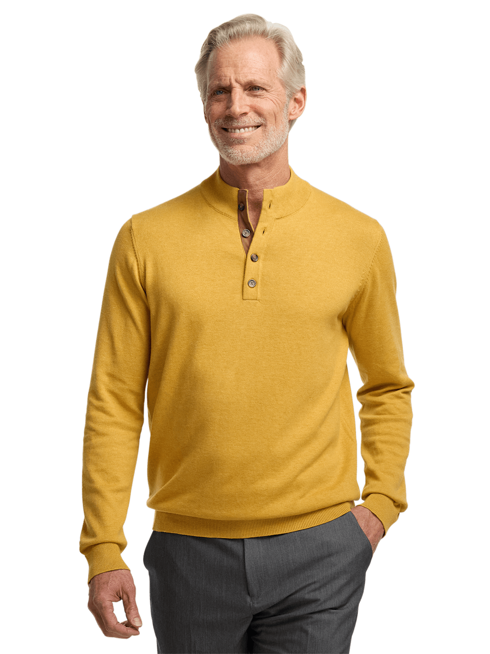 Alternate Image of Supima Cotton Four Button Mock Neck Sweater-1